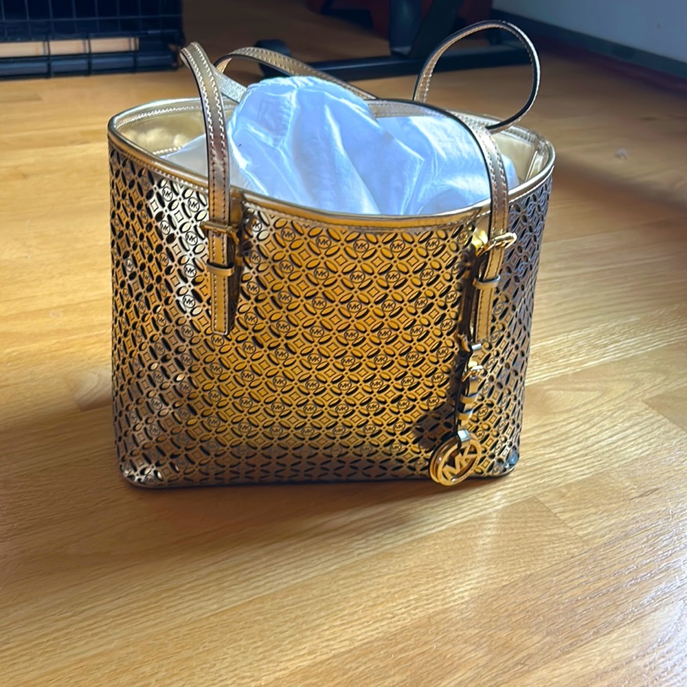 MICHAEL Michael Kors Metallic Monogram Tote
